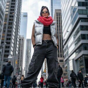 Handknitted Infinity Scarf Orange Pink Vegan Friendly